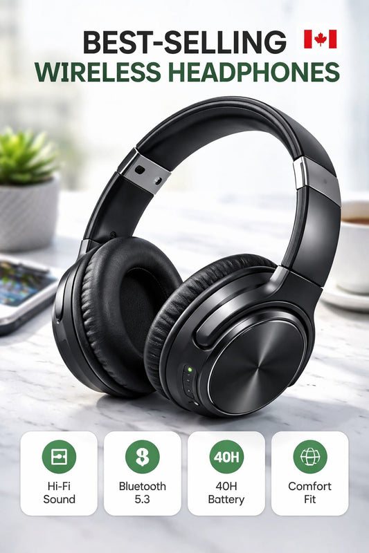 Premium Wireless Bluetooth Headphones – 40H Battery, Hi-Fi Sound