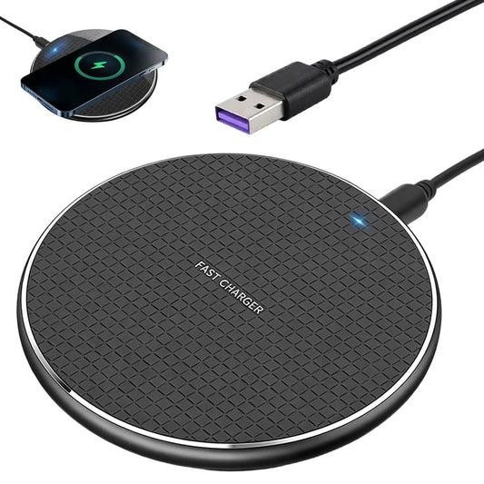 10W Fast Wireless Charging Pad – Qi Certified USB Charger (Black)